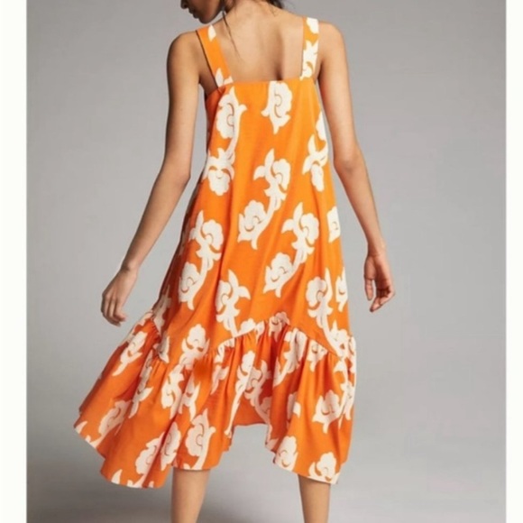NWOT-never worn. Anthropologie Exquise orange/white dress. - Picture 3 of 8